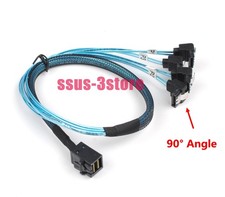 Internal Mini SAS SFF-8643 Host to 4 SATA 7pin Hard Disk Server Raid Cable 90