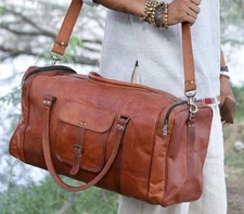 Weekender Bag Leather Genuine Travel Gym Overnight Luggage