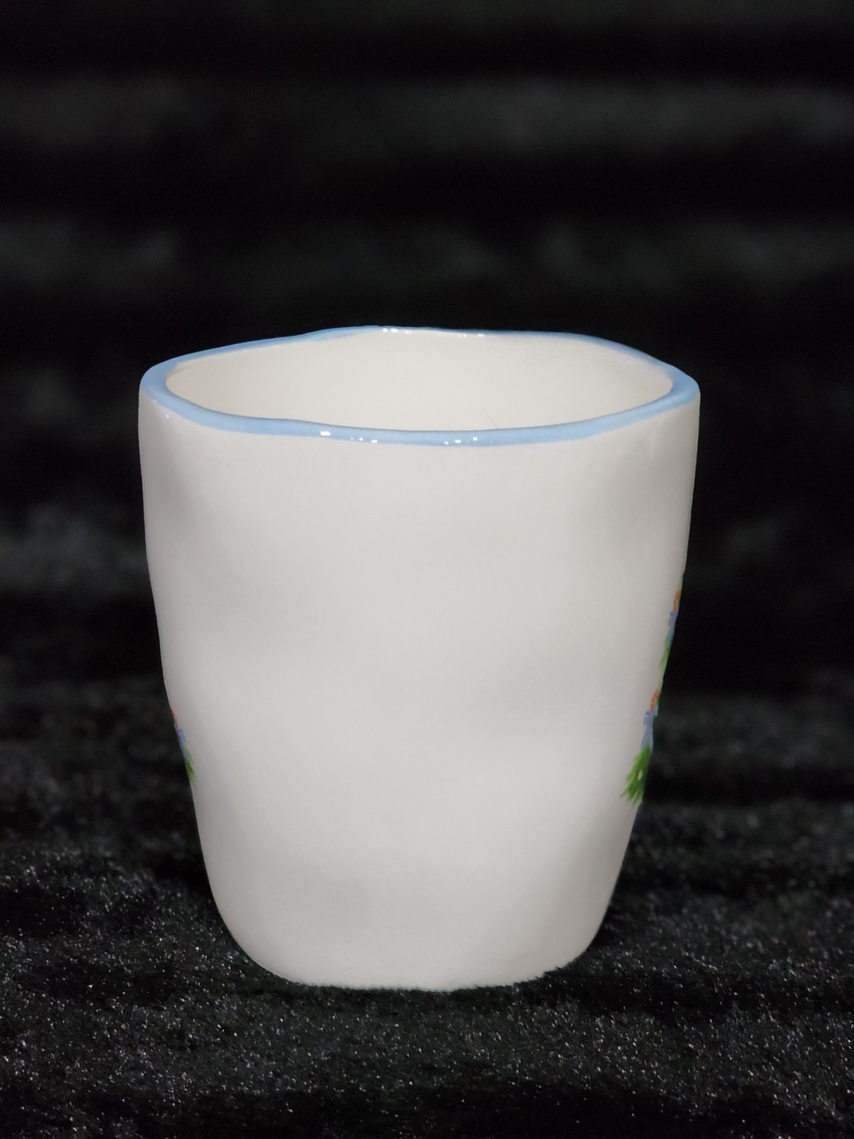 Blue & White Christmas Tree Coffee Mug Cup 4" Ceramic Chinoiserie Bows Haig TT