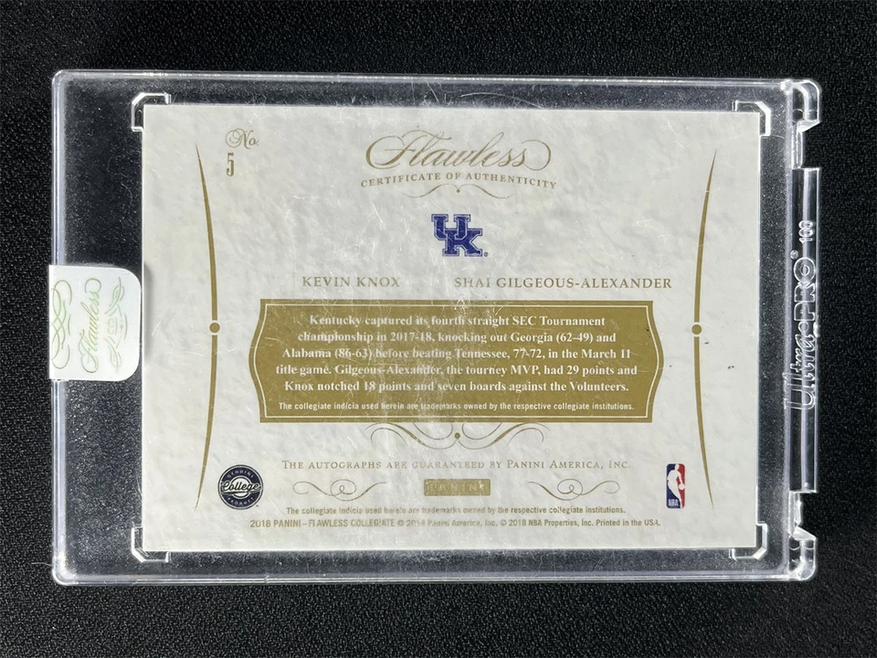 2018 Flawless Collegiate Shai Gilgeous-Alexander/Kevin Knox #5 Dual Auto RC /25 - Image 2 of 3