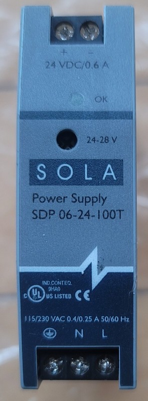 Sola SDP 06-24-100T 24 VDC 0.6 Amp Power Supply SDP0624100T SDP 0624100T