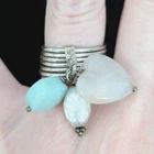 Heart Multi Ring Band Sterling Silver Gemstone Charm Vintage Boho Jewelry 6.5