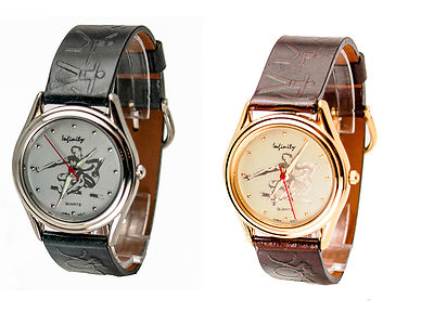 INFINITY:MENS' LEATHER BAND RUNNER HURDLE  EMBOSSED IMAGE DIAL ANALOG  WATCH