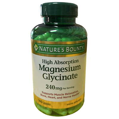 Nature's Bounty Magnesium Glycinate 240 mg, 180 Capsules