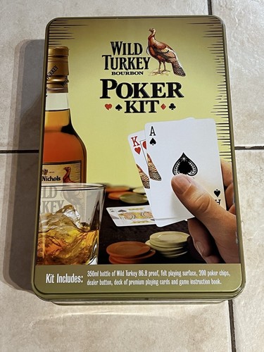 Wild Turkey Bourbon Poker Kit Set In Collectors Tin (No Bottle) Contents SEALED - Picture 2 of 10