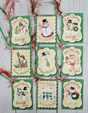 9 Retro Style Christmas Handmade Gift Tags Junk Journals Scrapbooks Crafts
