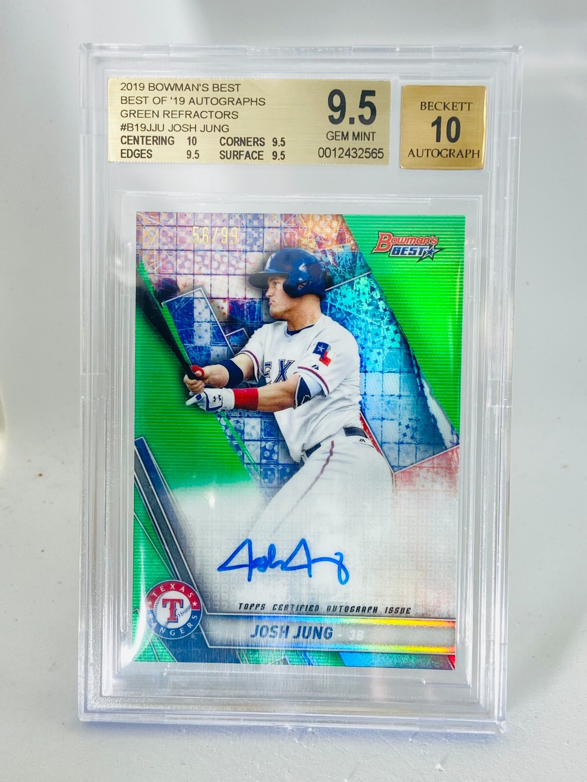 2019 Bowman's Best Josh Jung Best of '19 Auto Green #56/99 BGS 9.5
