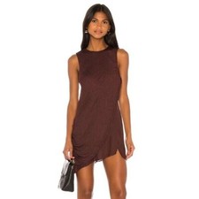 NWT L'Academie The Grazielle Mini Dress Burgundy Medium Paisley Satin Draped