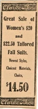 1913 TAYLOR SUITS $22 - CLARKE BROS SCRANTON PA - SCRANTON TRIBUNE REPUBLICAN AD