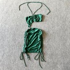 Halter Bodycon Fitted Dress Women's Xs Fashion Nova Green Metal Ring Scrunch