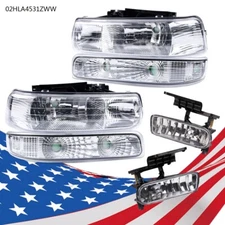 Headlights+Fog Lights Fit For 1999-2002 Chevy Silverado 2000-2006 Tahoe Suburban