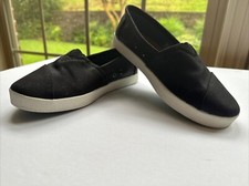 TOMS Womens Avalon Slip On Flats Sneaker Black Coated Canvas Size 6