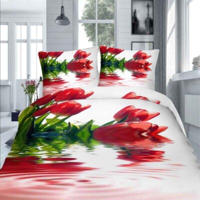 Flowers Falling On The Water 3D Quilt Duvet Doona Cover Set Pillow case Print