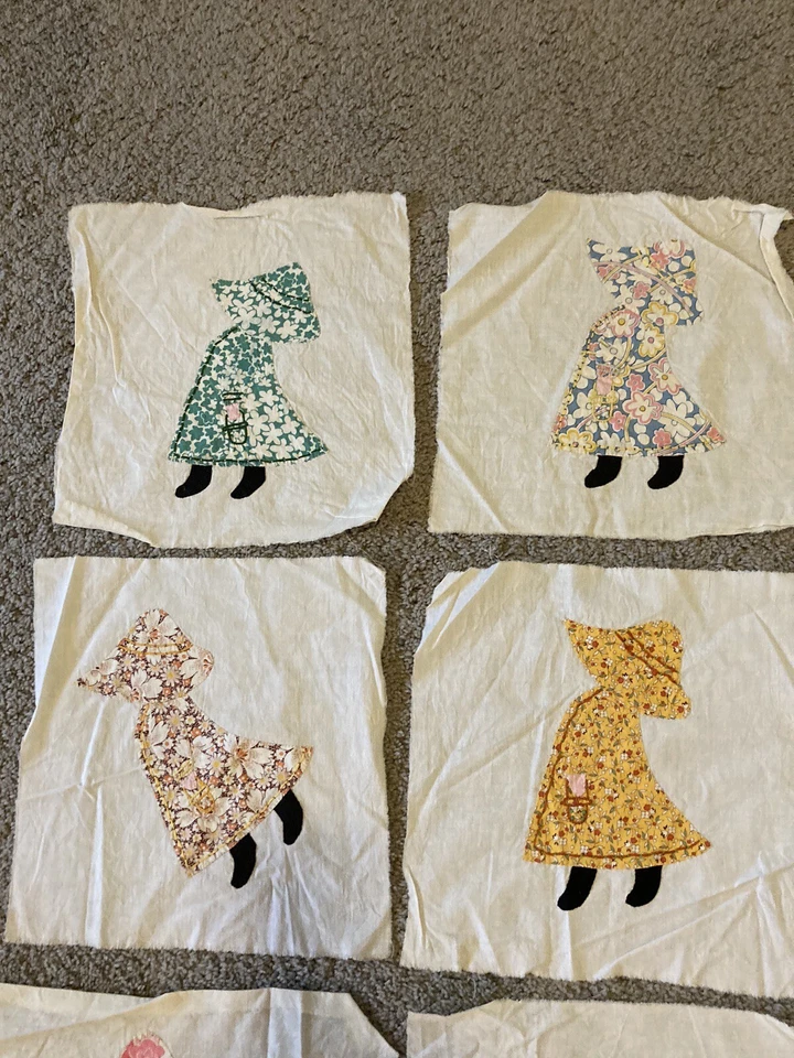 Lot Of 37 Antique Vintage SUNBONNET SUE Quilt Blocks Hand sewn 11” Squares - Image 4 of 4