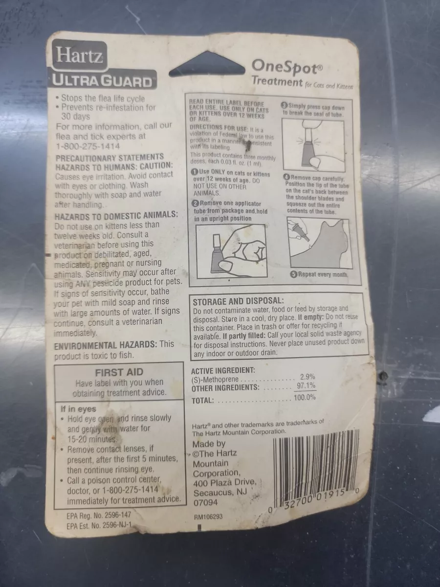 Hartz ultraguard one spot cheap for cats and kittens instructions