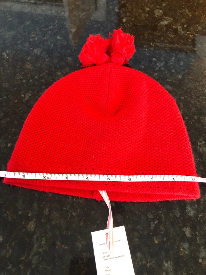 Sombrero borla Vineyard Vines Red Seed Stitch, talla única/niños, venta al por menor $68, nuevo con etiquetas Foto 3 de 4