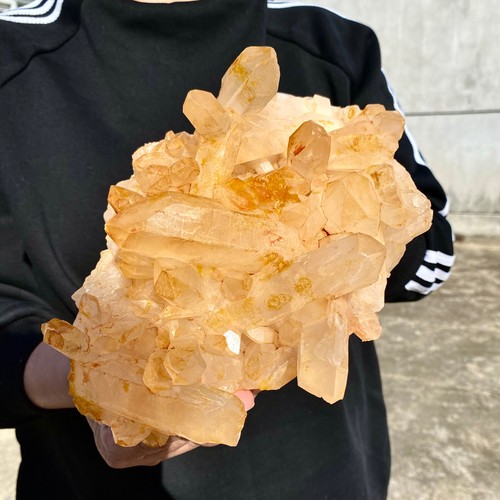 4.1LB Natural white crystal cluster quartz yellow cortical mineral sample - - Picture 5 of 14