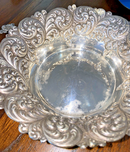 Sehr schöne antike Sterling Silber 6" Servierschale/Schale - 219 E-Swirl Design - Bild 7 von 14