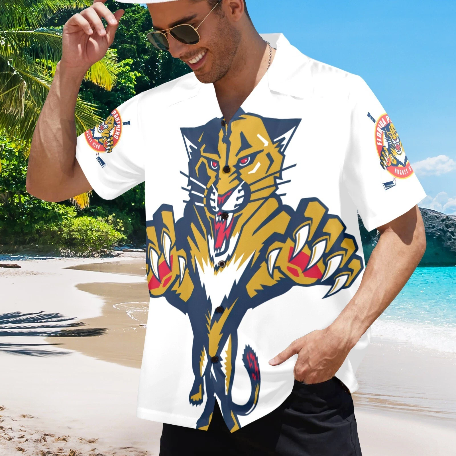 Hawaiian Button Shirt.  Florida Panthers. 2025 Stanley Cup Champions