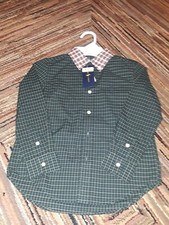 NWT POLO RALPH LAUREN BOYS LONG SLEEVE BUTTON UP WOVEN DRESS SHIRT GREEN PLAID