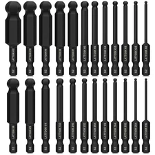 Ball End Hex Head Allen Wrench Drill Bit Set (24PCS Metric & SAE),  1/4" Quick R