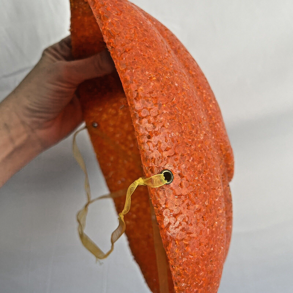 Vintage Melted Plastic Popcorn Pumpkin JackoLantern Porch Light Cover