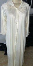 Vintage Val Mode Peignoir Yellow Robe MAXI Nightgown NYLON W/LACE SZ MED CBb