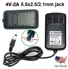 4V 2A 2000mA AC Adapter to DC Power Supply Charger Cord 5.5x2.1/2.5mm US plug