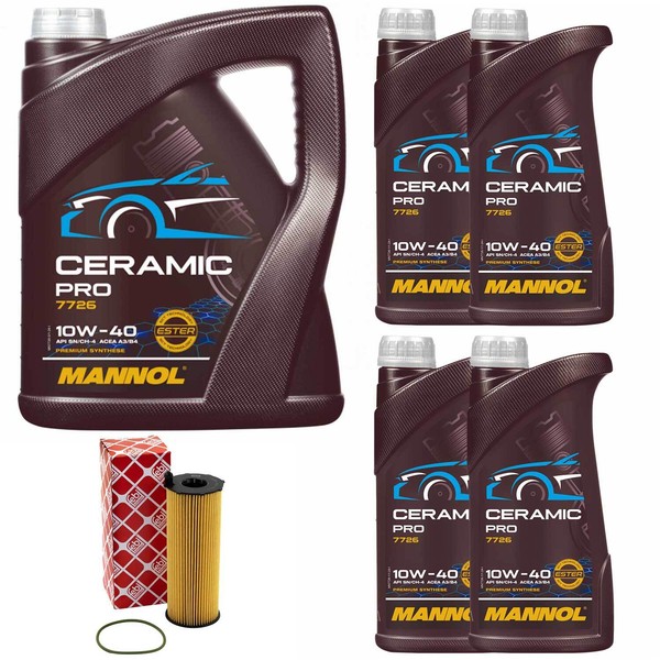 MotoröL Set Mannol 10W-40 Ceramic Pro 9 Liter + ÖLfilter FüR Audi A6 A8 2.7 3.0-image
