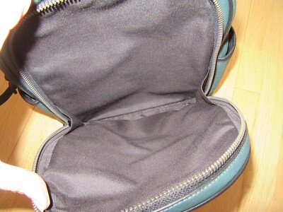 CL/COACH PEBBLED LEATHER BACKPACK/EMBOSSED/GREEN & BLACK  display picture 3