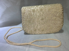 La Regale Women's Beaded Iridescent Sequin Ivory Bridal Shoulder Bag / Purse