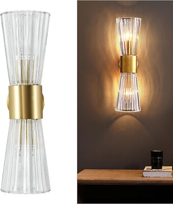 Moderne Kristall Wandleuchte Messingoptik 2-flammig E14 UVP 92,99 £