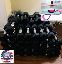 Wholesale - Pair of Rubber Hex Dumbbell, 5-40 lbs - FREE Chest Expander
