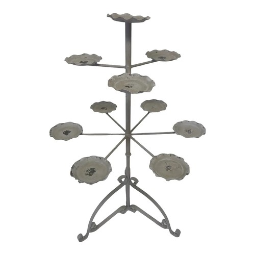 Vintage 1950s Wrought Iron 10Pot Plant Stand Mid Century Garden Decor