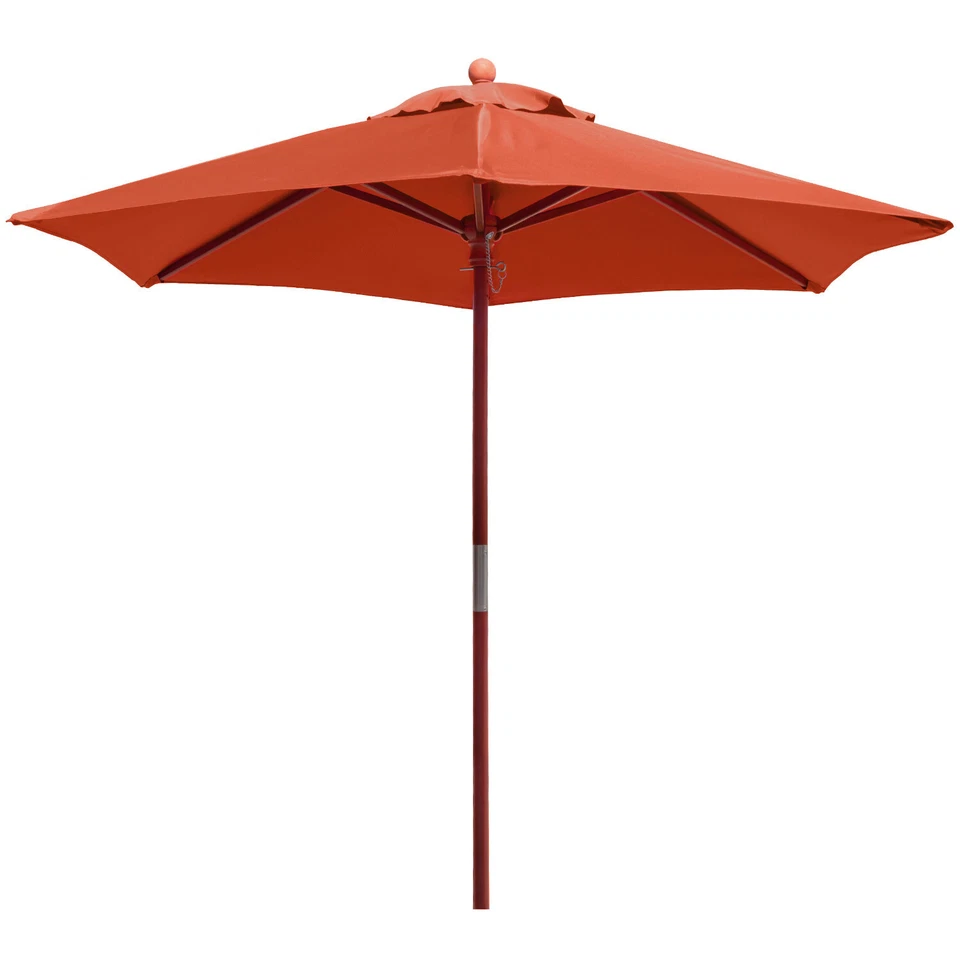anndora® ombrellone da balcone ombrellone 2,1 m rotondo terra arancione legno tronco 6 puntoni