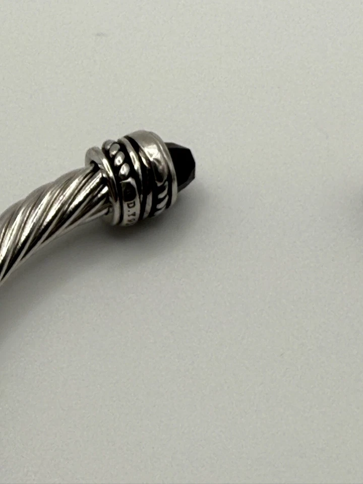 David Yurman pulseira de punho de cabo de diamante e ônix preto, prata esterlina 7mm - Imagem 4 de 4