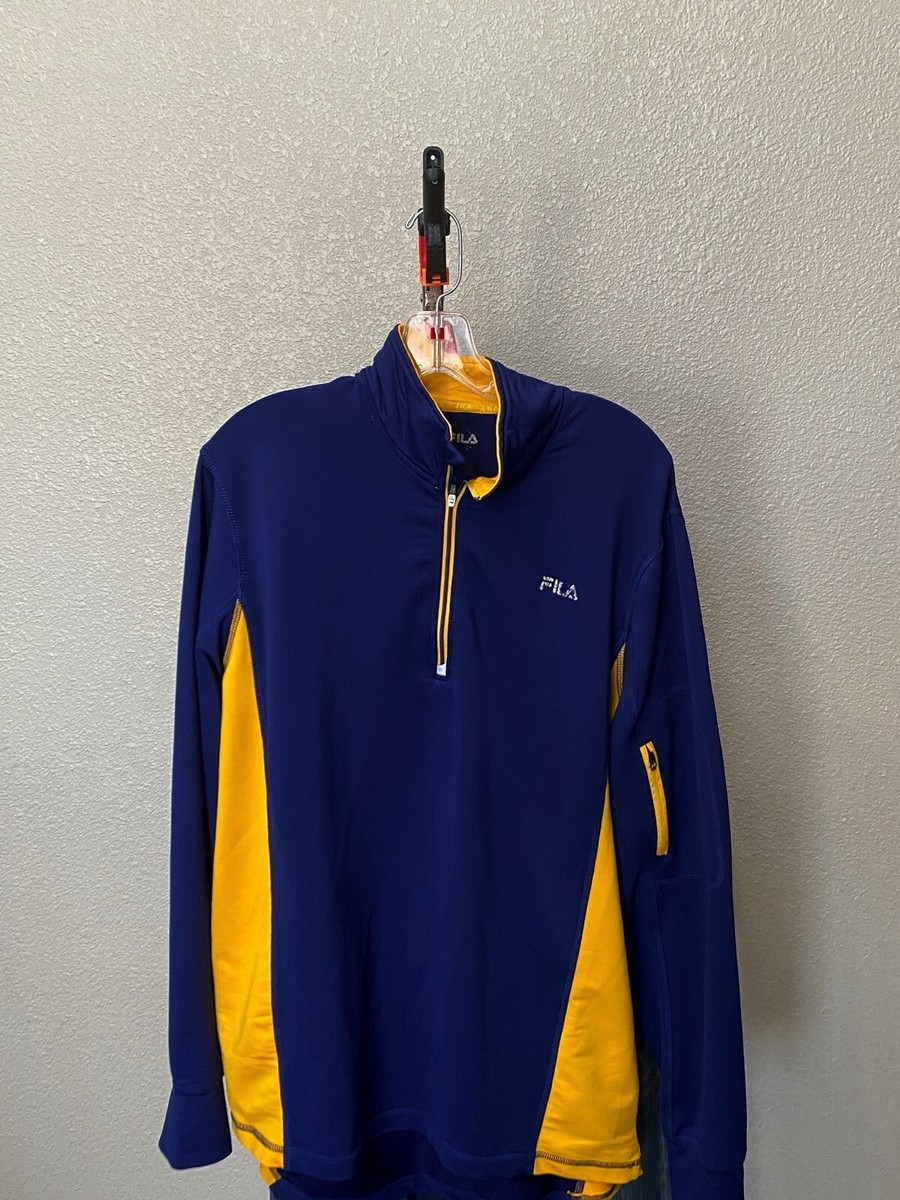 Fila Blue Yellow Fleece Zippered Hoody SWEATER XL Extra Large | eBay