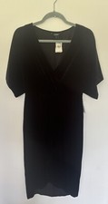Express Black Velvet Dress Small NWT V Neck Short Sleeve Holiday Party