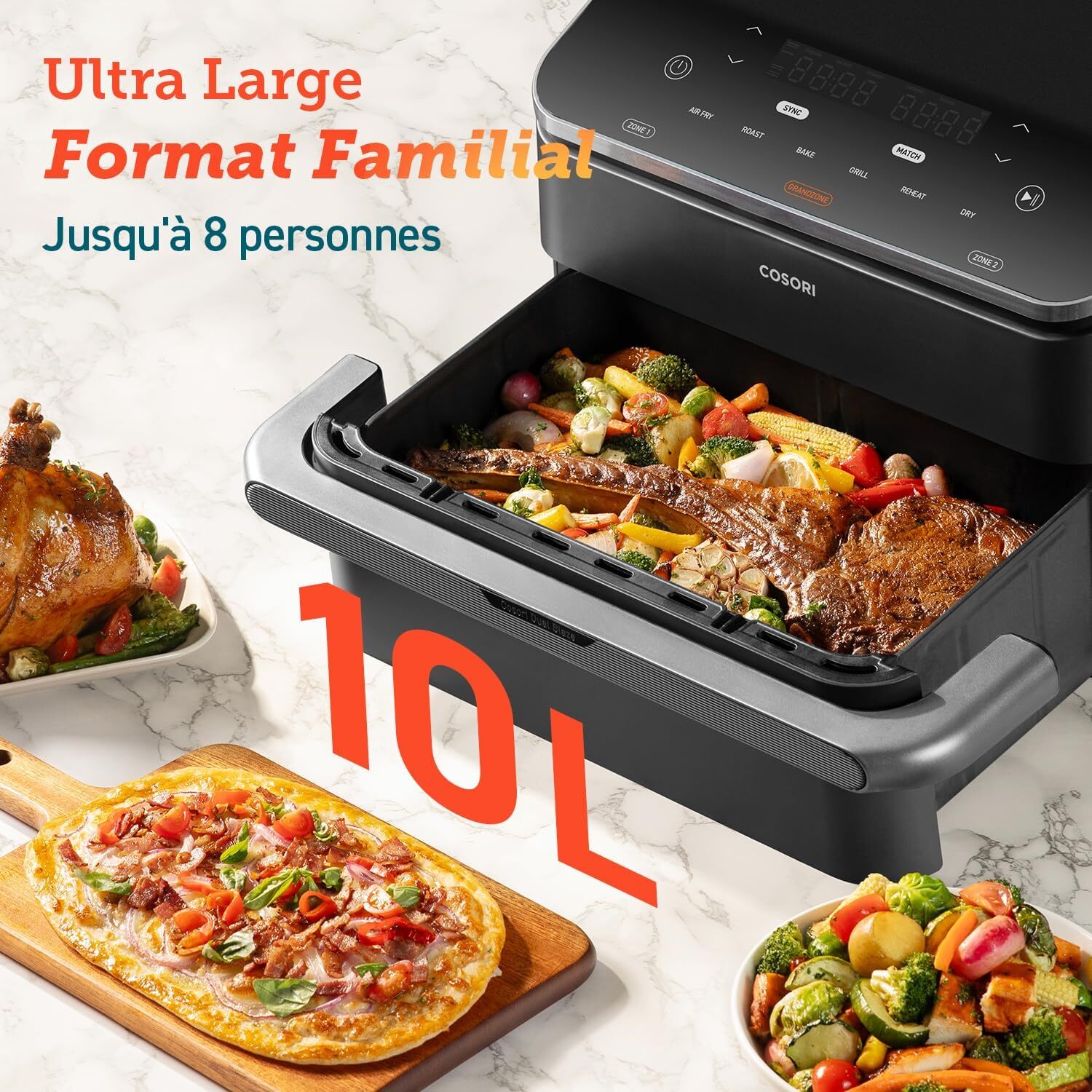 Friteuse sans huile 10L double zone pour cuire deux plats sans mélange - 2