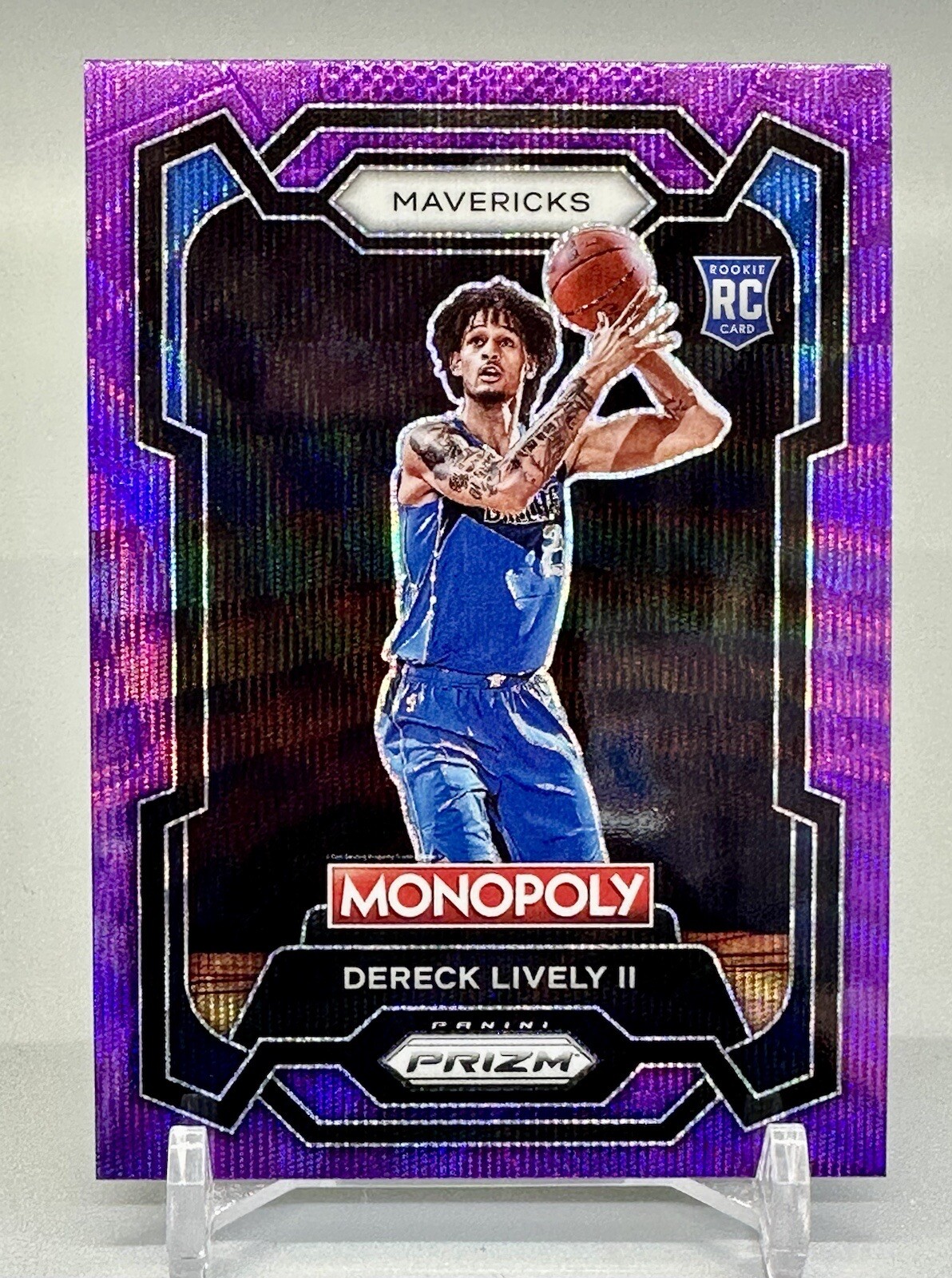 2023-24 NBA Prizm Monopoly DERECK LIVELY II #24 Purple Wave RC Mavericks Rookie