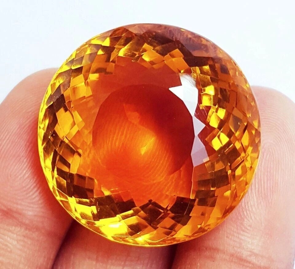 Large Yellow Citrine 77.85 Ct. Round Cut Loose Gemstone Gift for women Pendant - Image 4 of 4