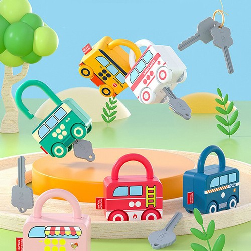 Kinder Lernschlösser mit Schlüssel Lernzahlen passend Zählen Auto Spielzeug GN