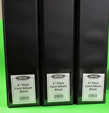 3 x BCW 3" ALBUM - PLAIN BLACK / 3 RING BINDER - HOLDS 90+ BCW PAGES EACH