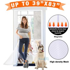 Hands-Free Magnetic Screen Door Heavy Duty Mosquito Anti Bugs Fly Curtain White