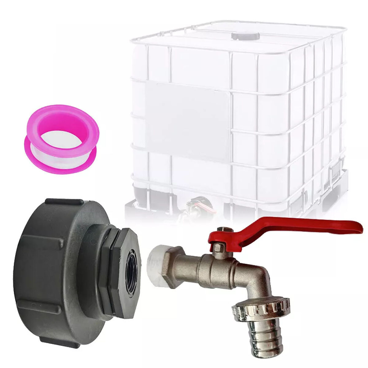 IBC Adapter mit Kugelhahn 3/4" Regenwasser 1000l Container Wassertank Kanister