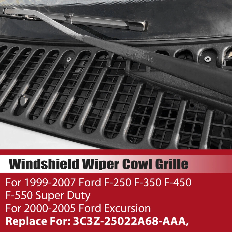 For Ford 99-07 F250 F350 F550 Super Duty Windshield Wiper Vent Cowl Screen Cover Foto 2 de 4