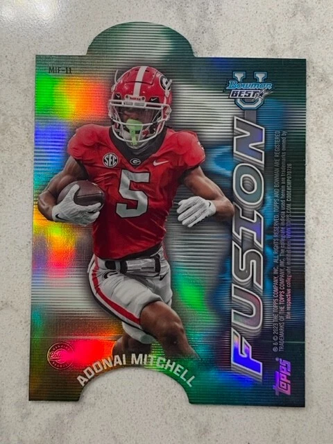 BROCK BOWERS ADONAI 2023 Bowman University Best Football Mirror Image Fusion SP - Image 2 of 2