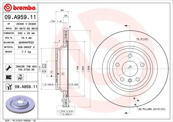 2X BRAKE DISC FOR MERCEDES-BENZ M-CLASS GLE/SUV BRABUS 35MR OM 