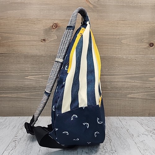 Kavu Purse Shoulder Bag Blue Yellow Rope Sling Hiking Backpack Satchel Crossbody - Picture 4 of 12