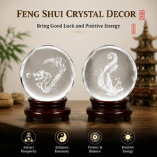 2Pcs Portable Dragon Phoenix Crystals Baoding Balls for Hand Therapy  Transp...